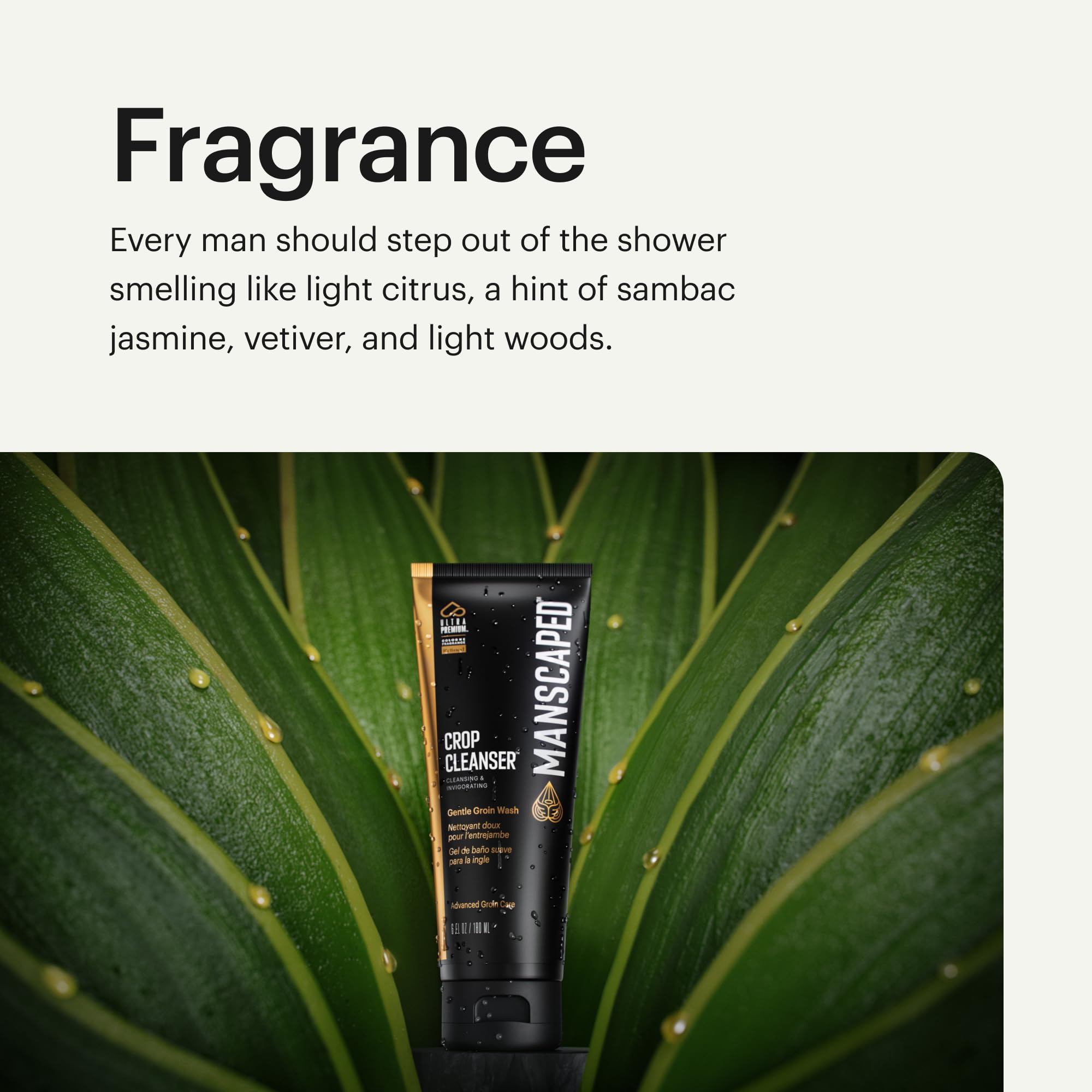 MANSCAPED Crop Cleanser vegan formula emphasizes clean care without harsh ingredients
