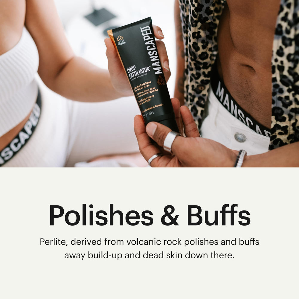 MANSCAPED Crop Exfoliator shows willow bark for targeted exfoliation