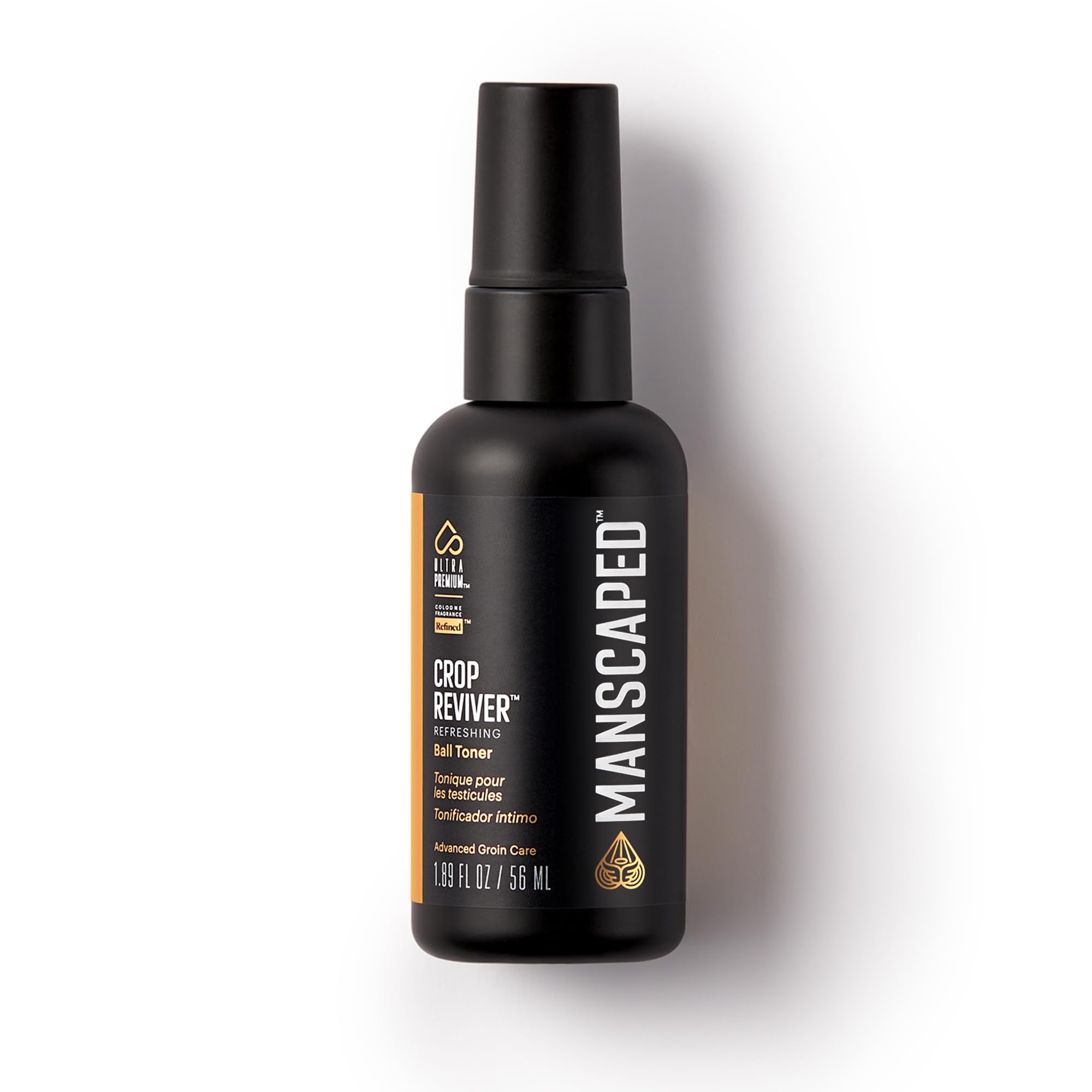 MANSCAPED Crop Reviver bottle front for cooling hydration after grooming.