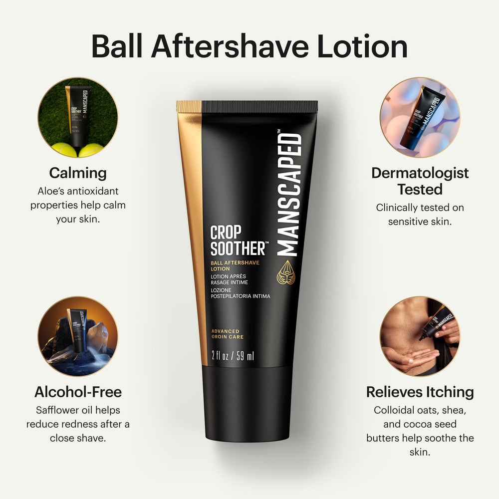 MANSCAPED Crop Soother lotion being applied to skin.