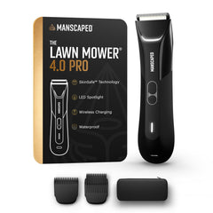 MANSCAPED Lawn Mower 4.0 Pro travel lock close-up for safe travel grooming.