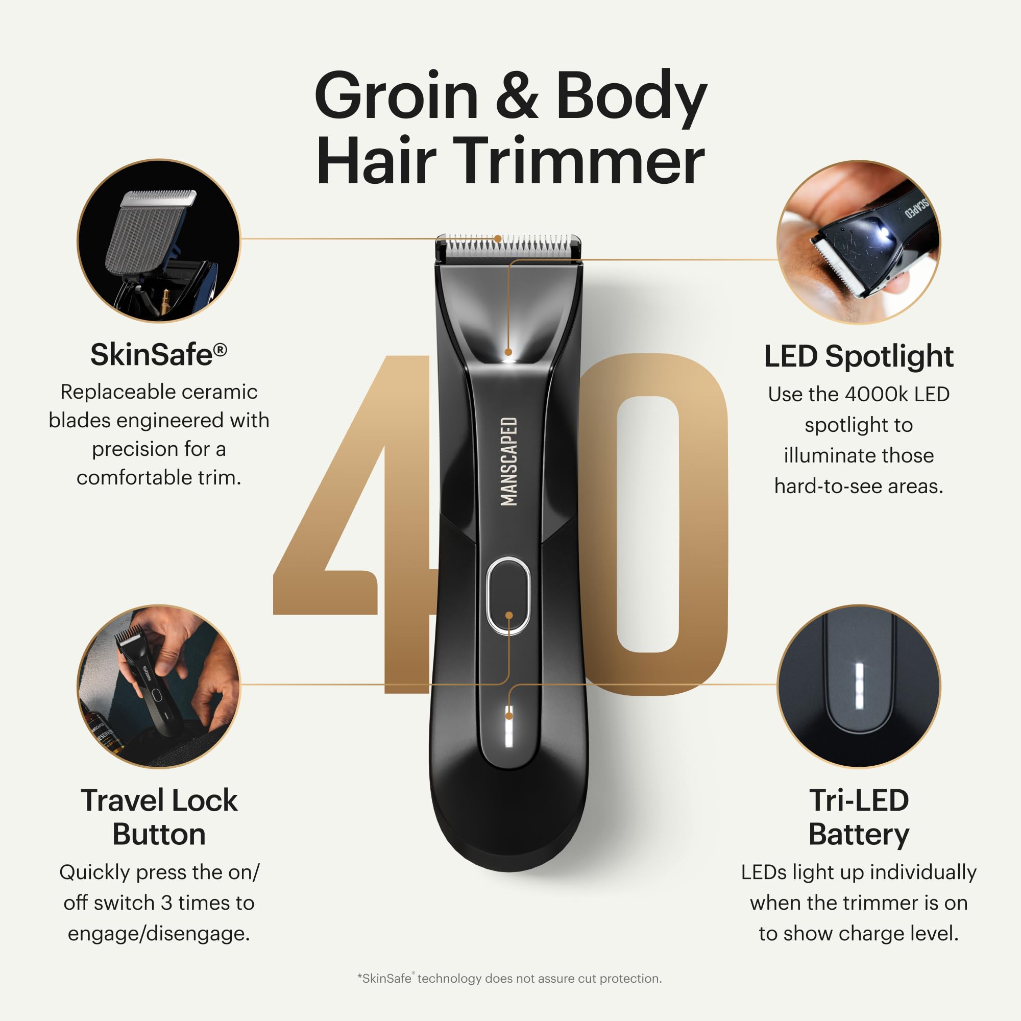 MANSCAPED The Lawn Mower 4.0 waterproof-design ideal for wet-dry grooming in the shower.