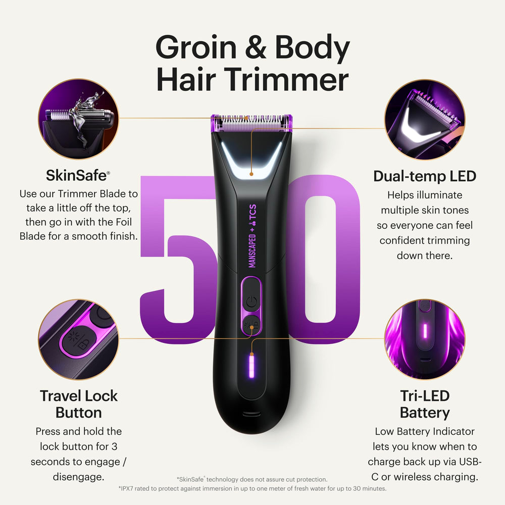 MANSCAPED Lawn Mower 5.0 Ultra foil blade close-up aids a smooth finish