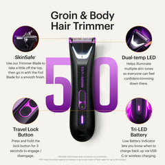 MANSCAPED Lawn Mower 5.0 Ultra foil blade close-up aids a smooth finish