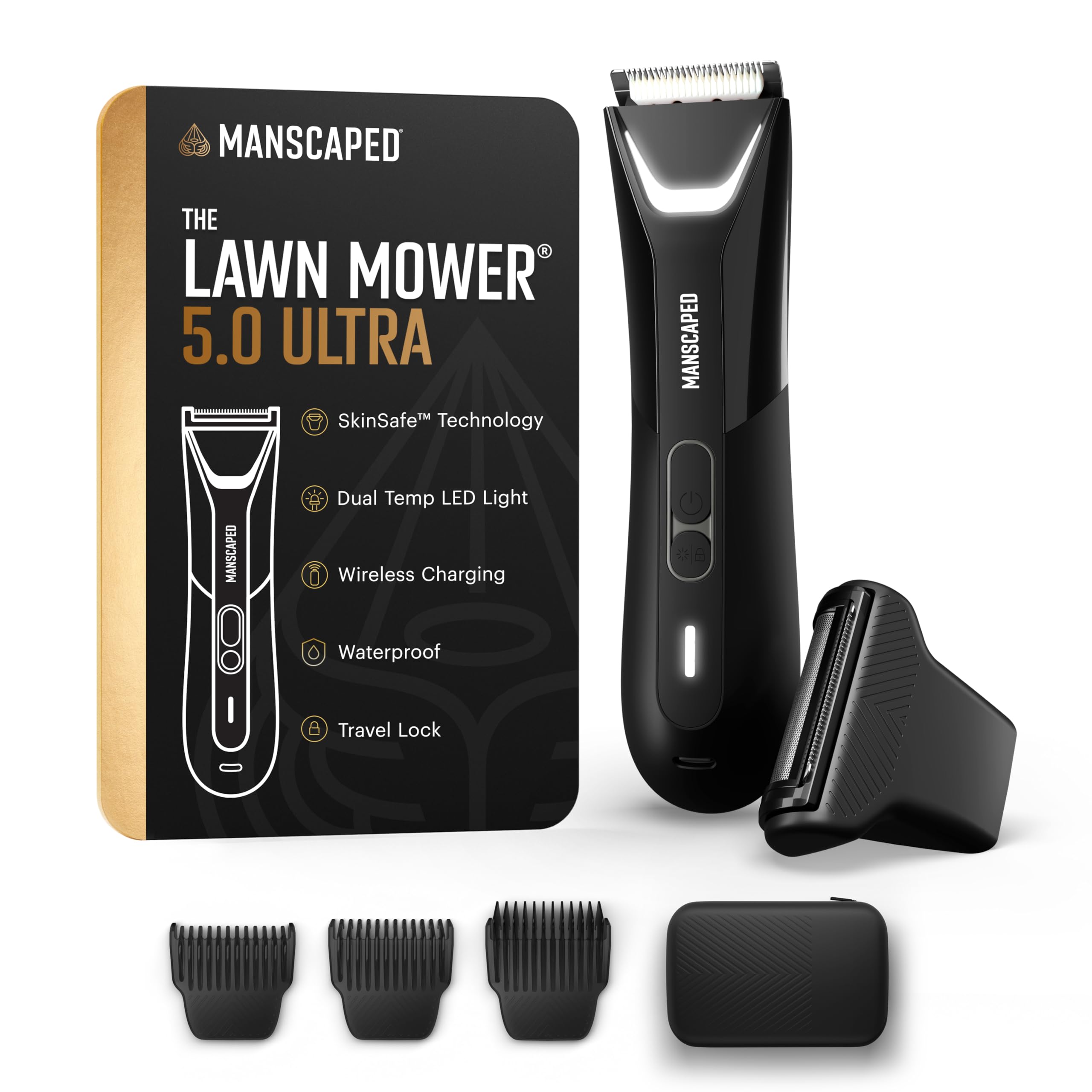 MANSCAPED Lawn Mower 5.0 Ultra trimmer head close-up for precise skin-safe grooming
