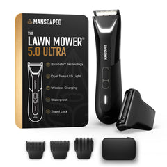 MANSCAPED Lawn Mower 5.0 Ultra trimmer head close-up for precise skin-safe grooming