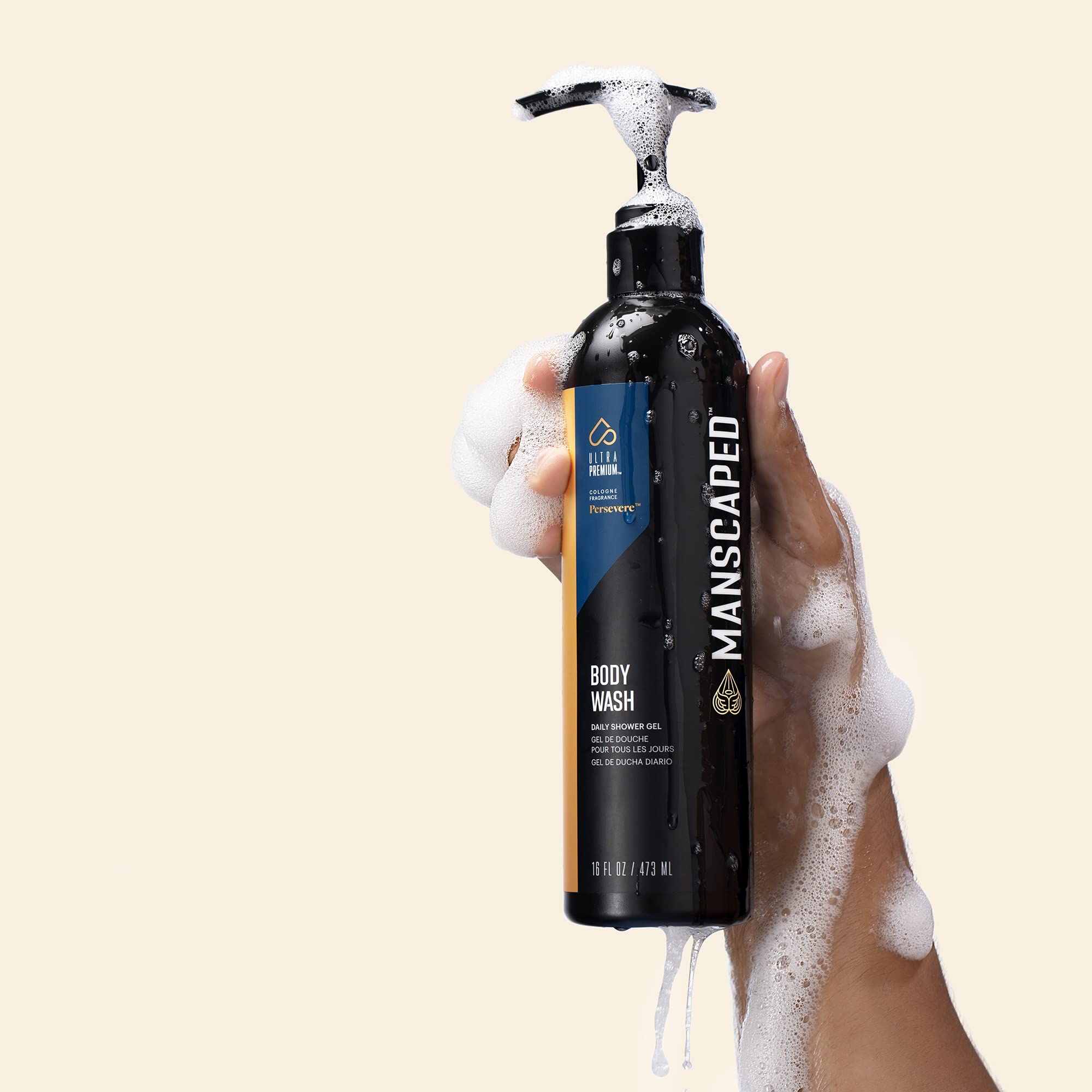 MANSCAPED Persevere body wash foam-lather close-up for rich, refreshing suds