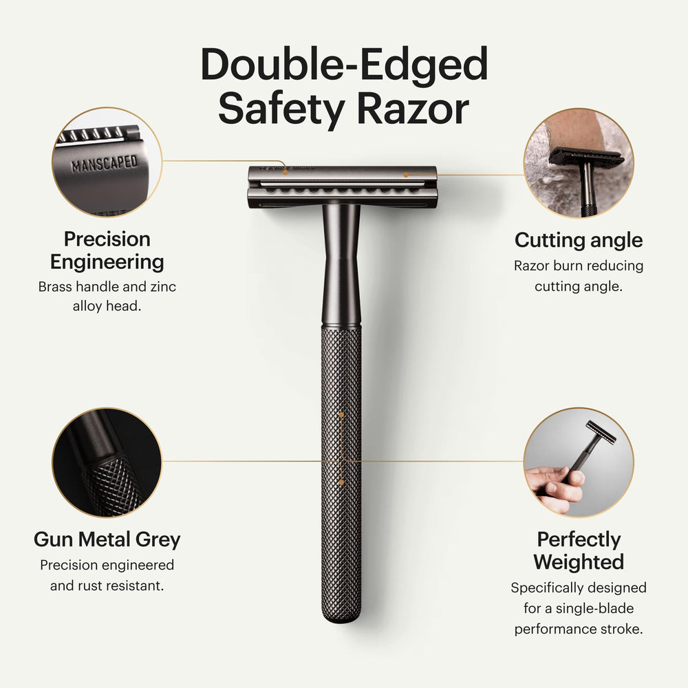 MANSCAPED The Plow 2.0 brass handle detail showcases premium build for steady grip.