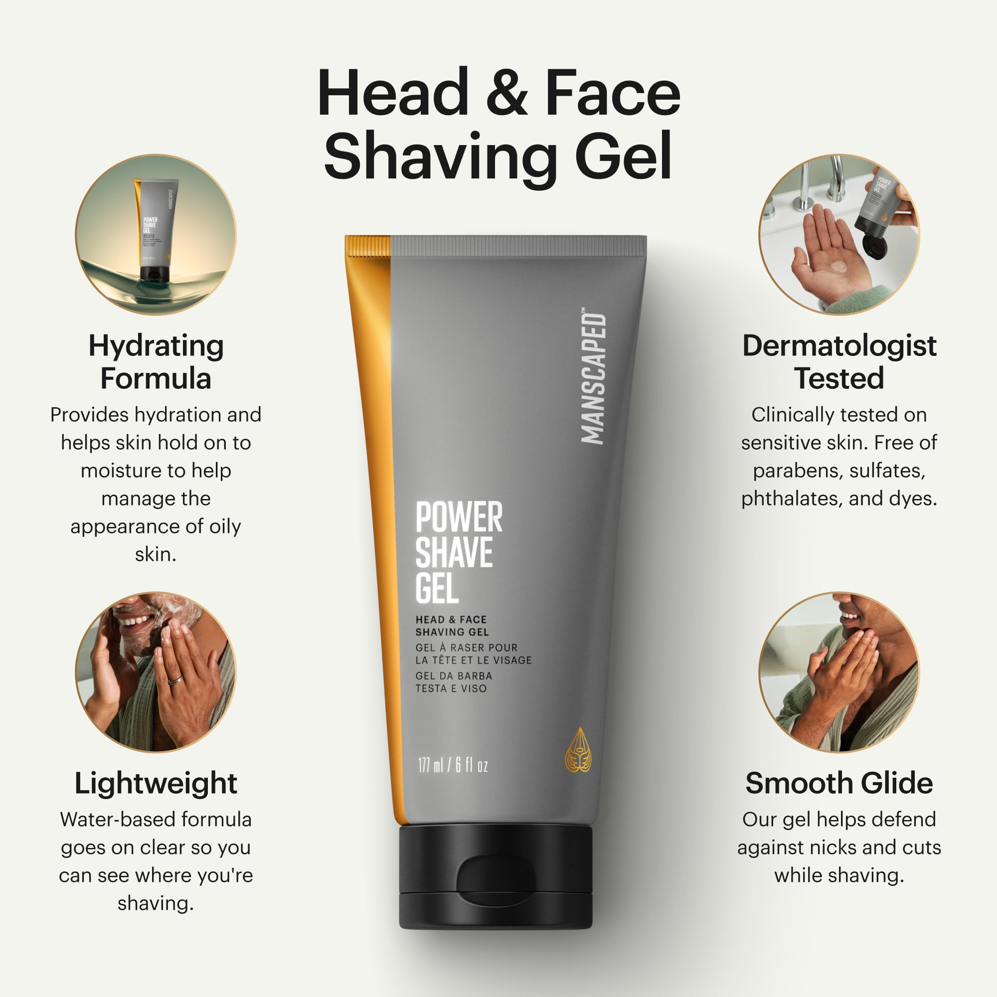 MANSCAPED Power Shave Gel foam-lather-closeup demonstrates glide to reduce nicks