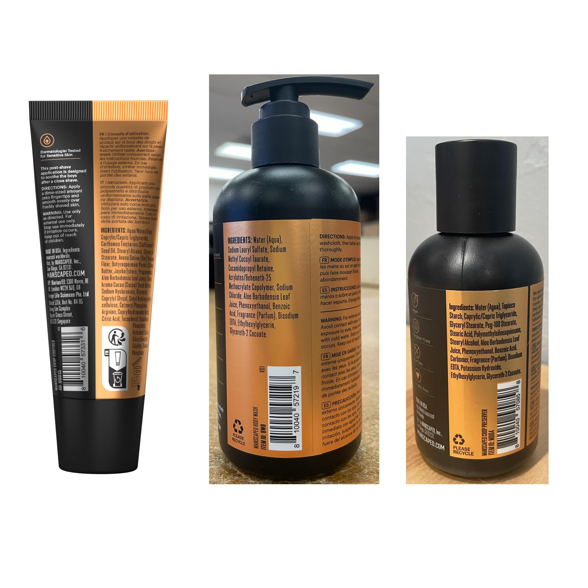 MANSCAPED Refined body wash bottle with aloe and sea salt for balanced hydration