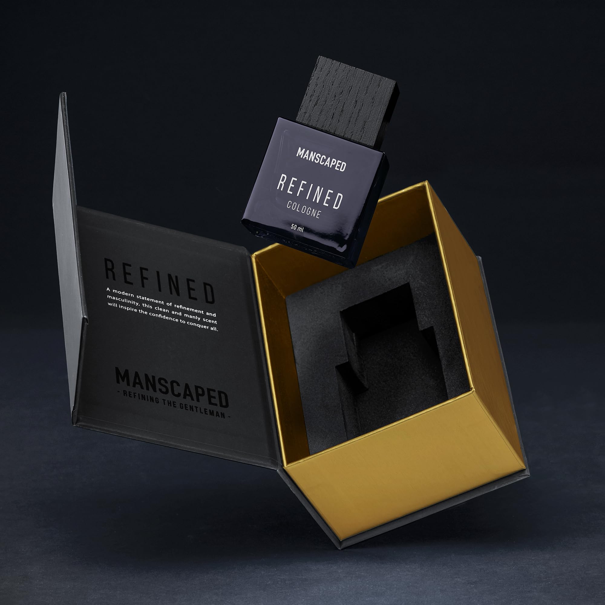 MANSCAPED Refined Cologne packaging highlights travel-friendly 50ml size
