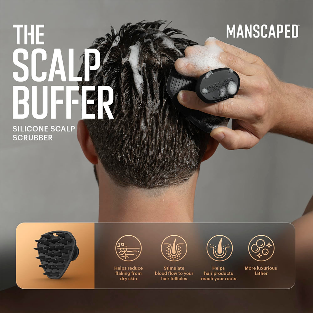 MANSCAPED Scalp Buffer silicone bristles close-up emphasizing durability and easy cleaning.