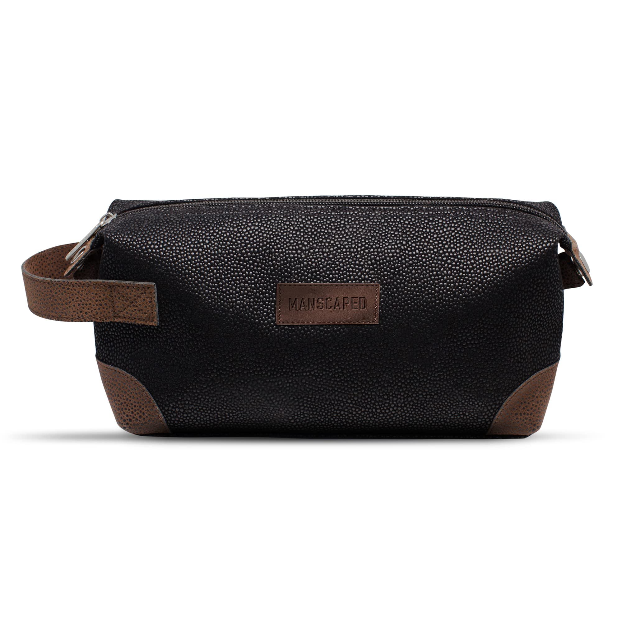 MANSCAPED The Shed PU leather bag front view for organized grooming essentials.