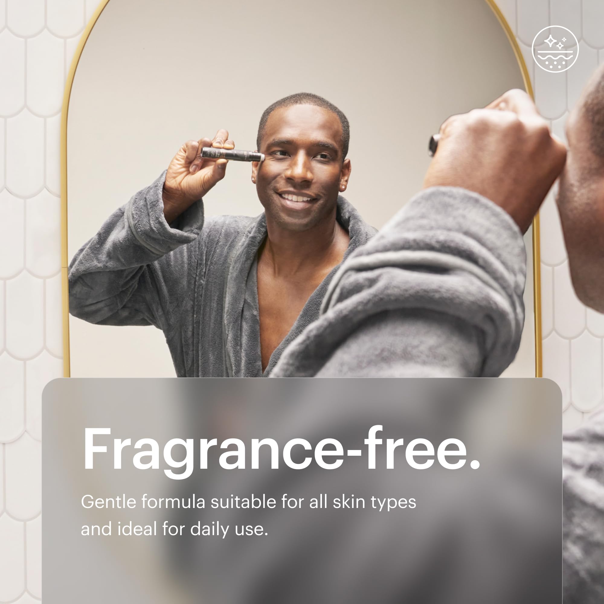 MANSCAPED Skin Ultra Eye Serum featuring red algae lifts appearance of fine lines.