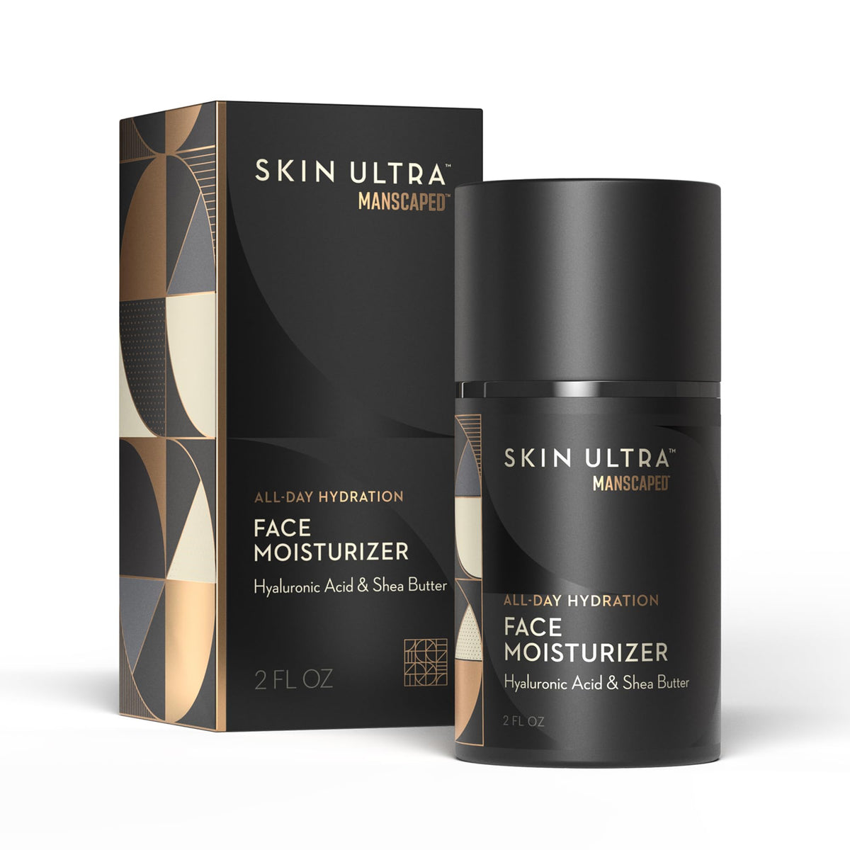 MANSCAPED Skin Ultra moisturizer jar close-up shows silky texture and hydration.