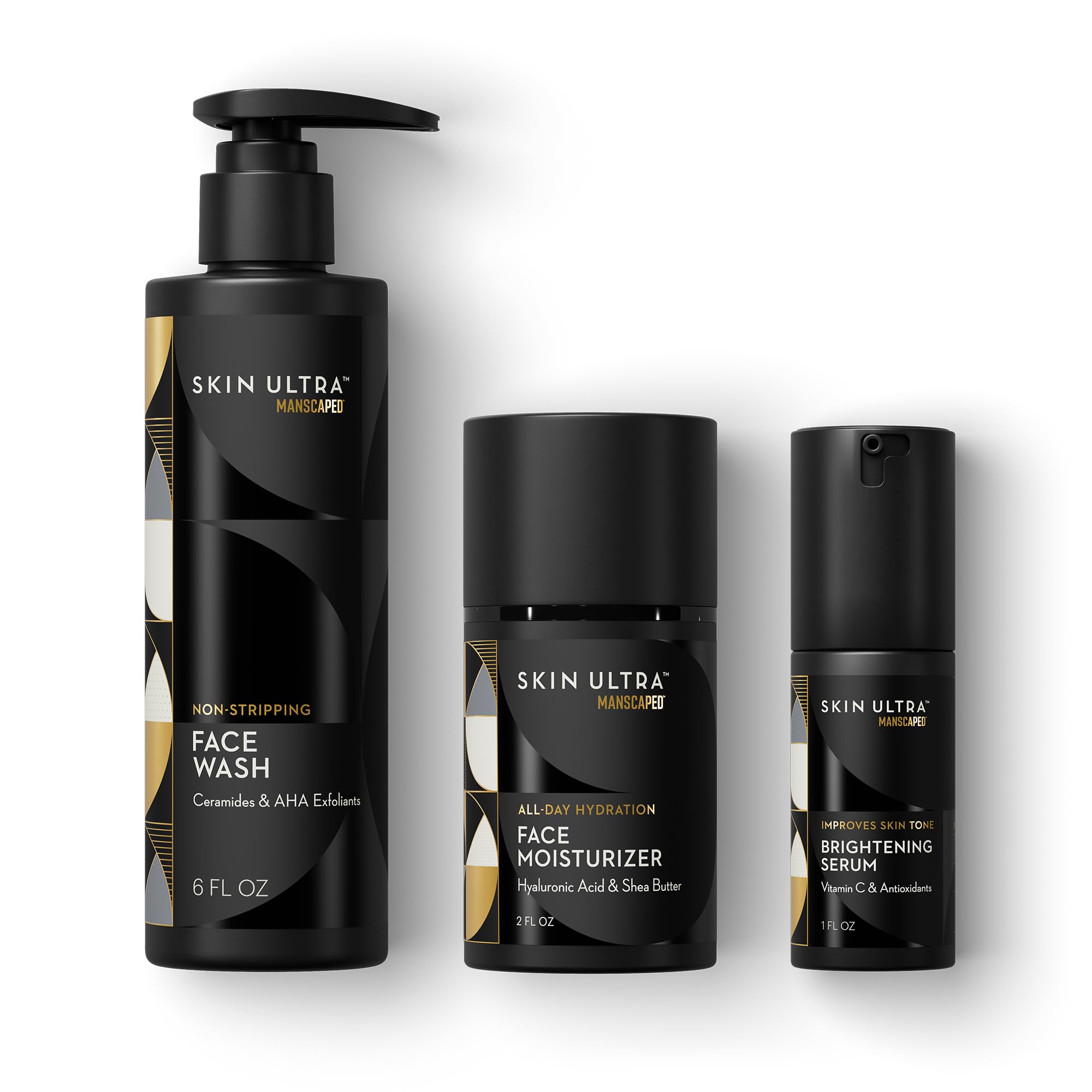MANSCAPED Skin Ultra face wash bottle promotes brighter, smoother skin with gentle exfoliation.