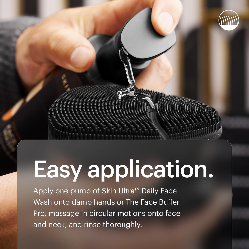 MANSCAPED Skin Ultra Face Wash foam lather demonstrates gentle exfoliation in action.