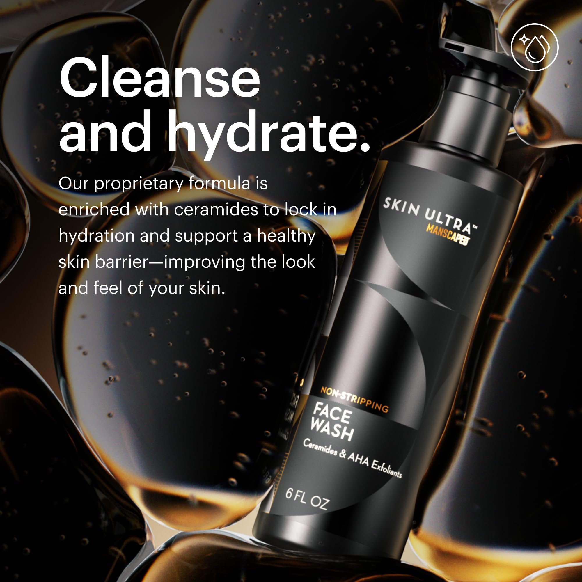 MANSCAPED Skin Ultra Face Wash packaging label notes paraben-free and dermatologist-tested.