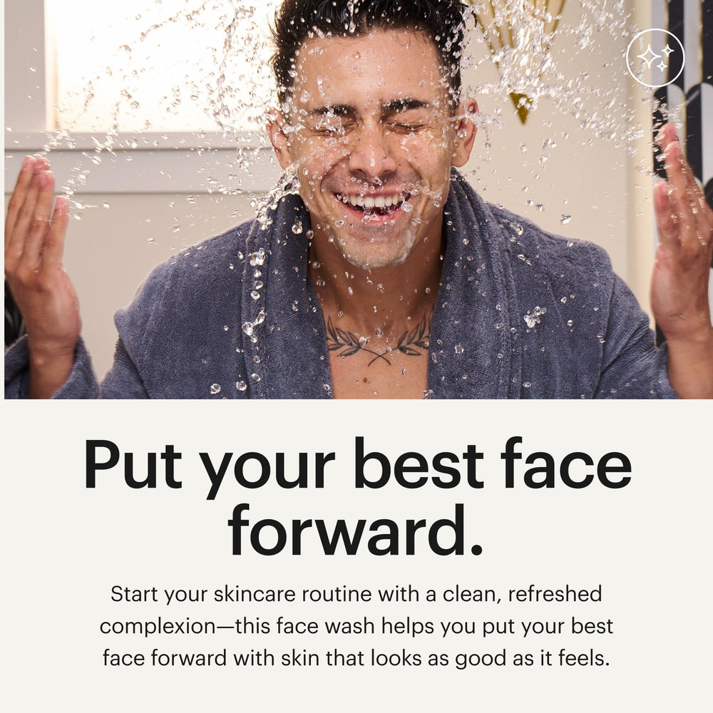 MANSCAPED Skin Ultra Face Wash skin closeup shows a non-irritating cleanse.