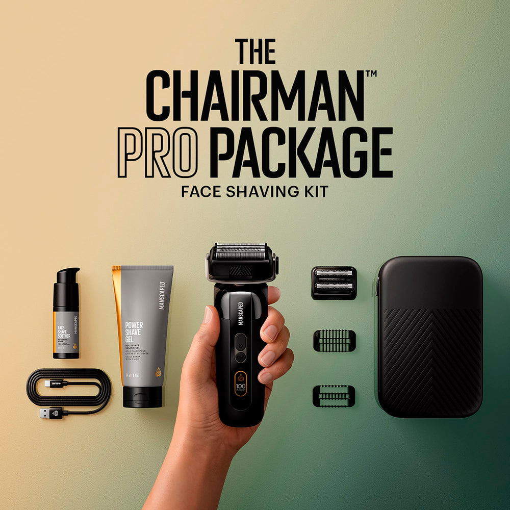 MANSCAPED The Chairman Pro LED spotlight highlights hard-to-see hairs around neck and jawline