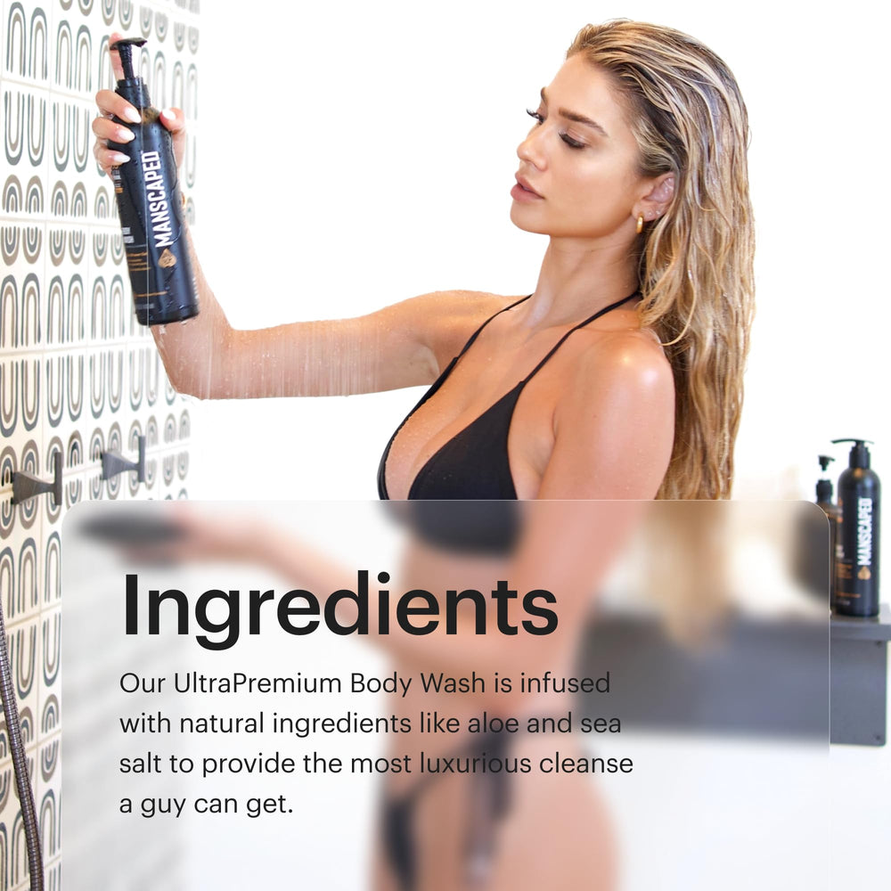 MANSCAPED UltraPremium Body Wash compact bottle ideal for daily travel kits.