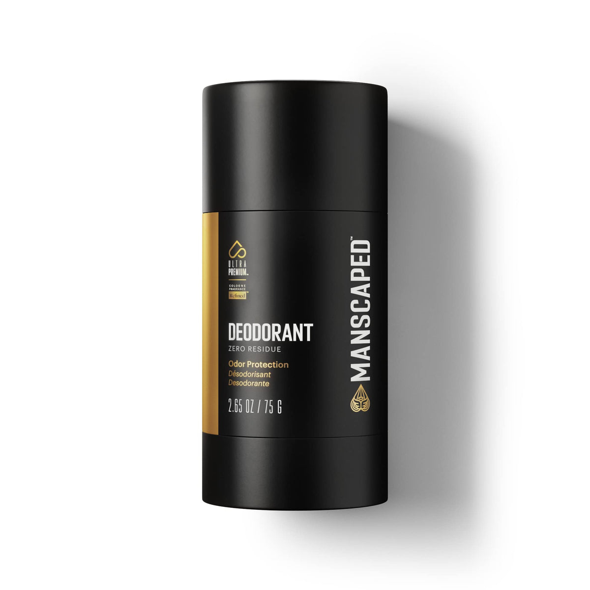 MANSCAPED UltraPremium deodorant clear formula application demonstrates a mark-free glide and fast drying.
