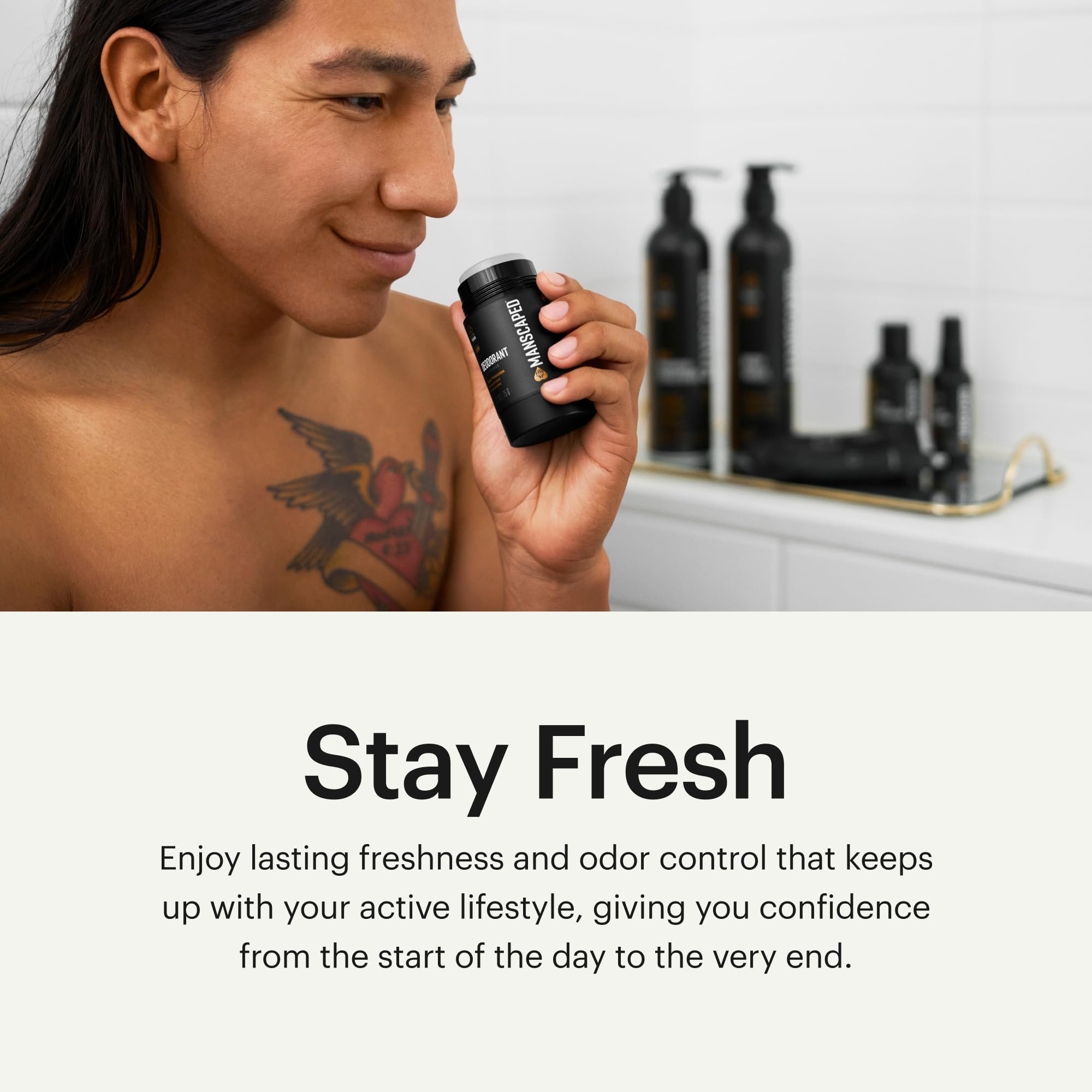 MANSCAPED UltraPremium deodorant is gym-bag ready for odor protection after workouts.