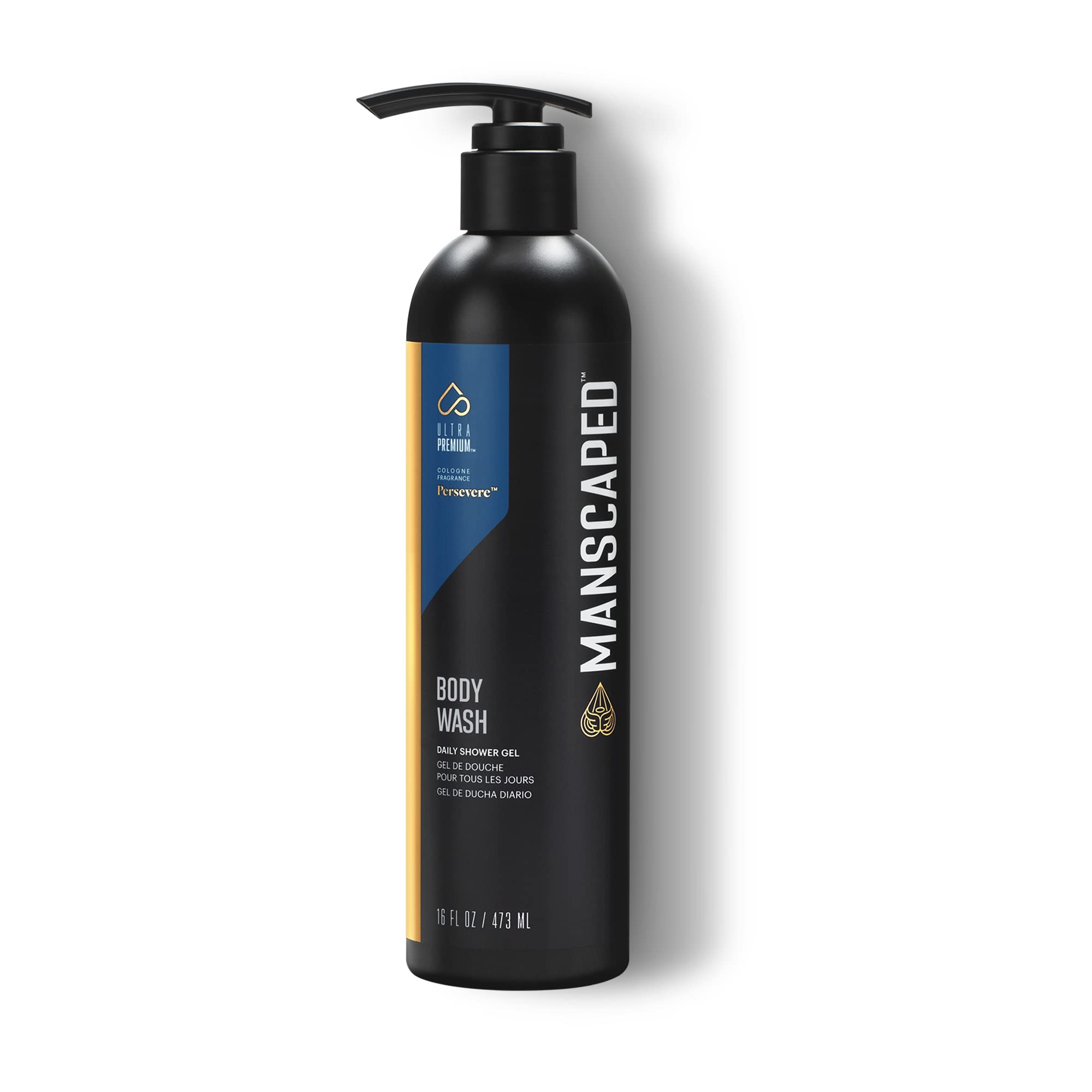MANSCAPED UltraPremium Persevere bottle front for a refreshing daily cleanse.