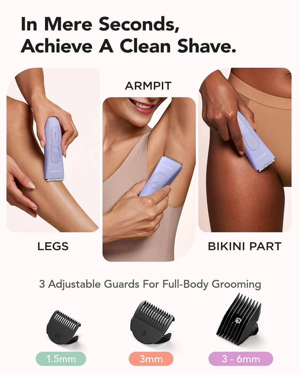 MANSPOT bikini trimming result showing smooth skin finish.