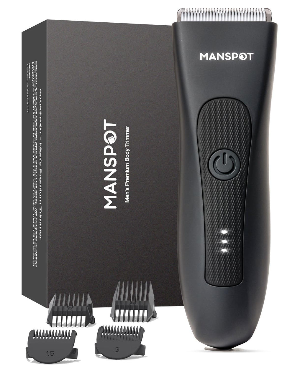 MANSPOT groin trimmer close-up shows anti-cut blade for safer, smoother grooming.