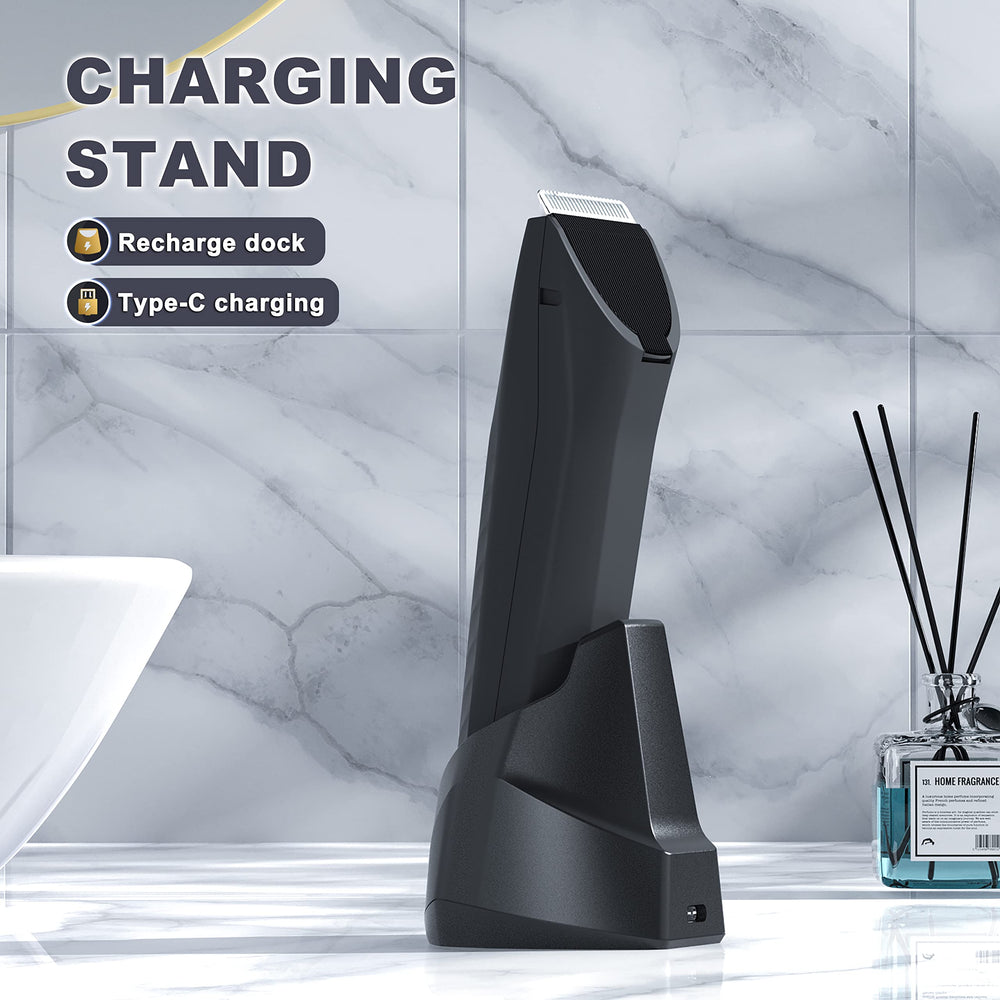 MANSPOT USB dock standing charging for quick, convenient grooming prep.