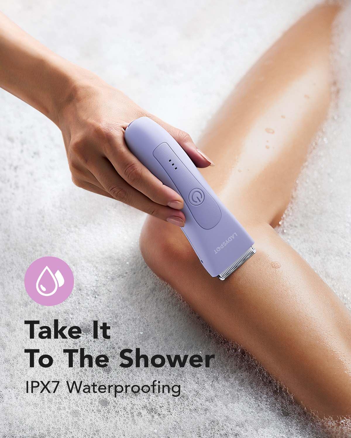 MANSPOT waterproof trimmer shown for convenient wet-dry use.