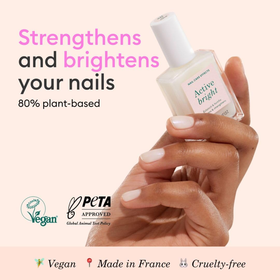 Manucurist Active Bright pearly white glow delivers subtle nail brightening.