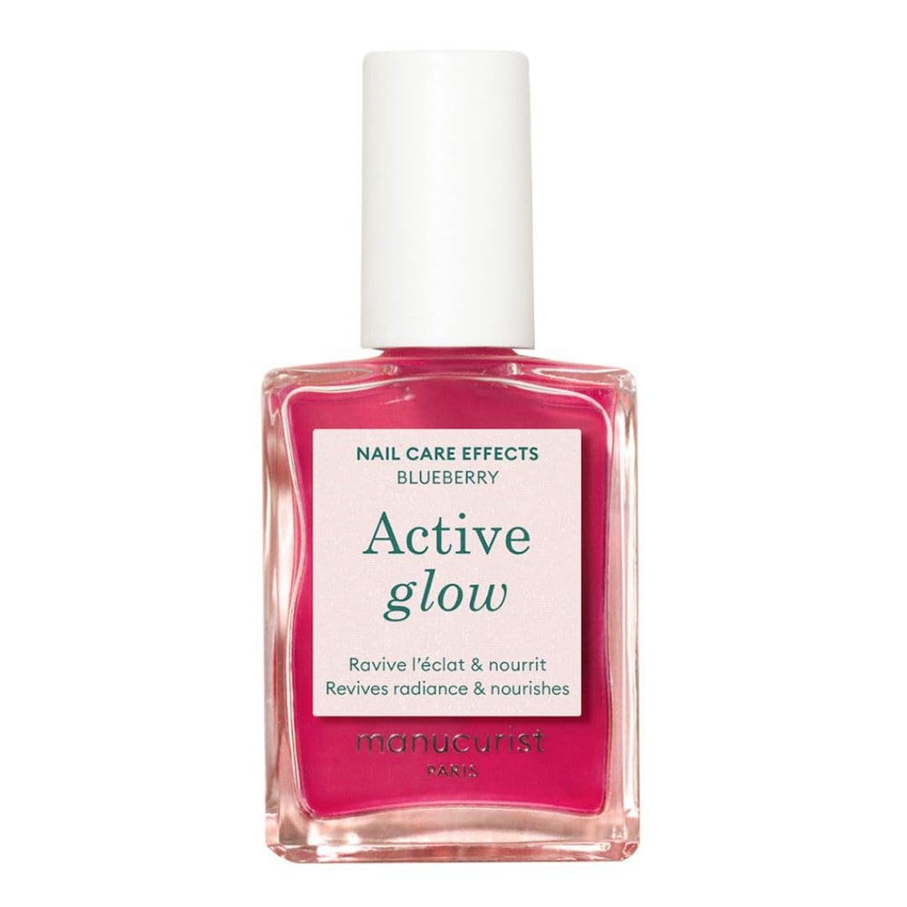 Manucurist Active Glow Blueberry bottle closeup showing hydrating, glow-ready formula