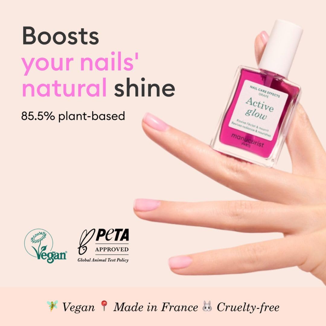 Manucurist Active Glow Grape brush application shows easy one-step nail care and color
