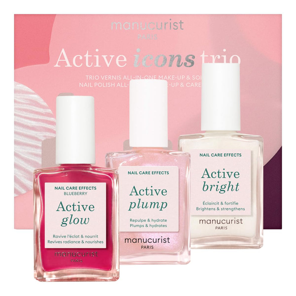 Manucurist Active Icons Trio front view gift set highlighting three nail care essentials for holidays
