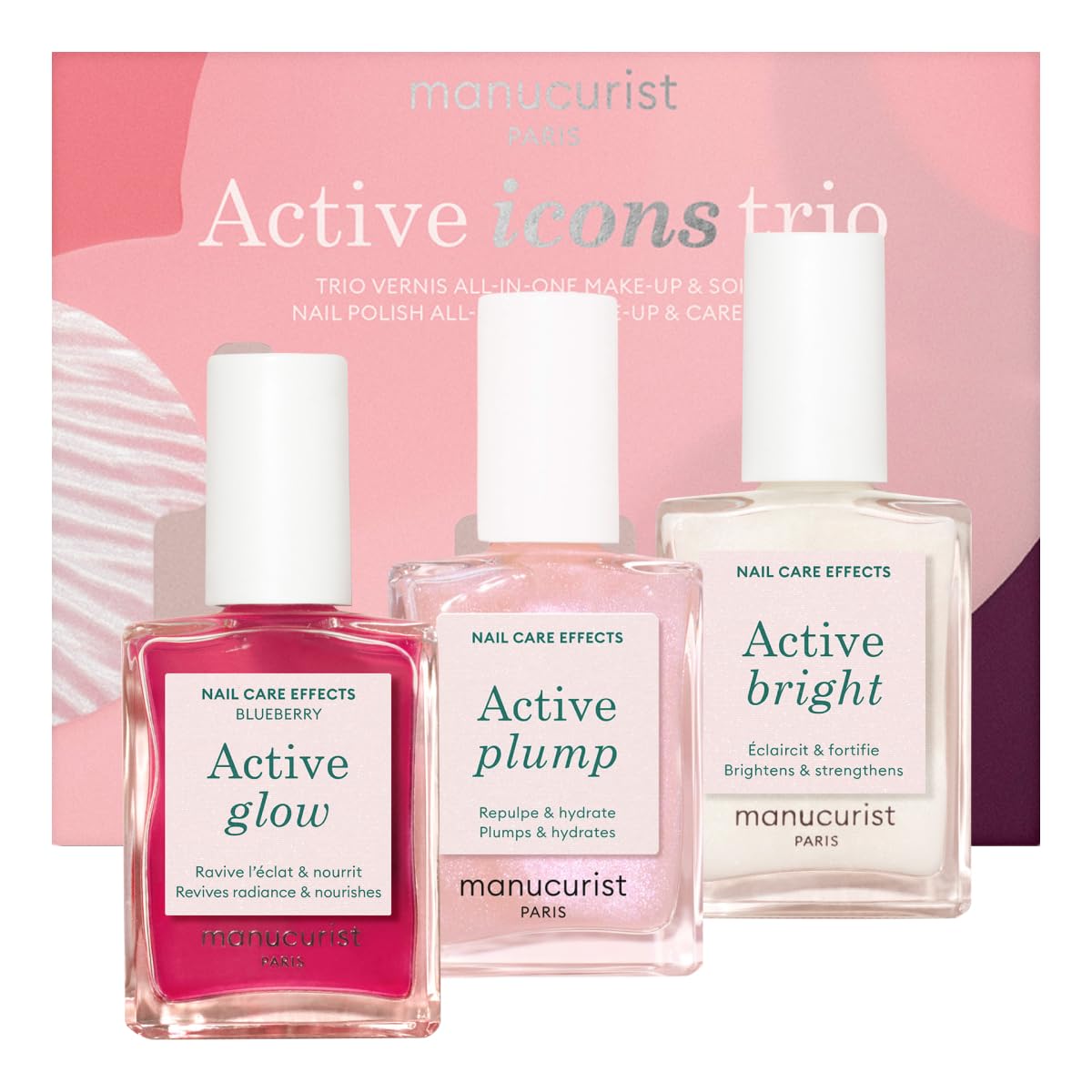 Manucurist Active Icons Trio front view gift set highlighting three nail care essentials for holidays