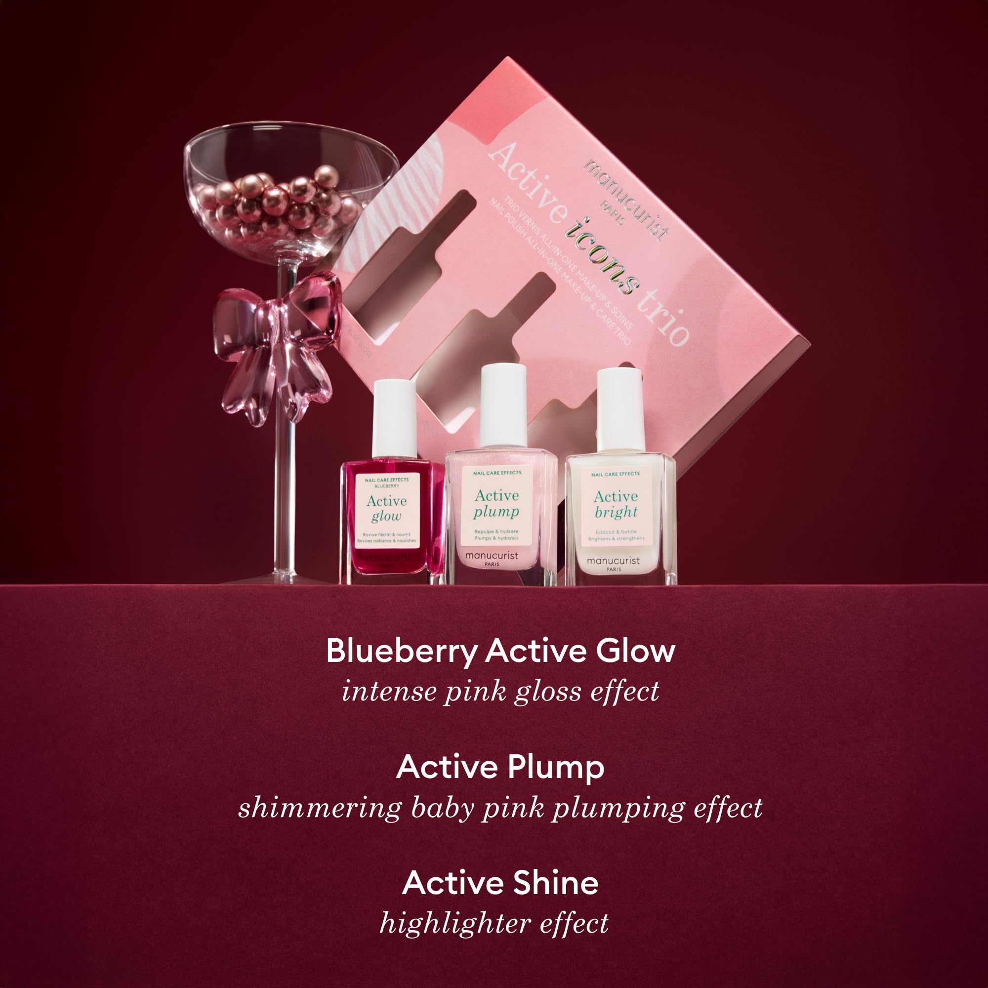 Manucurist Active Shine bottle shot showing highlighter finish and plant-based shine enhancer