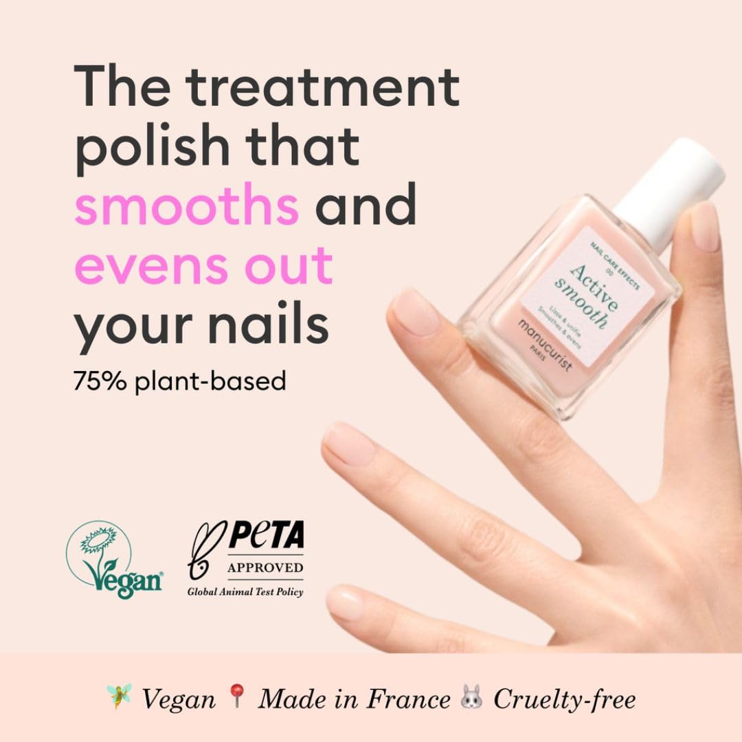 Manucurist Active Smooth texture swatch reveals smooth, rosé finish.