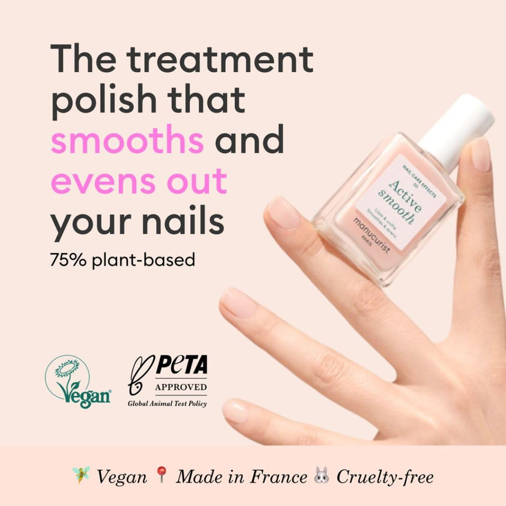 Manucurist Active Smooth texture swatch reveals smooth, rosé finish.