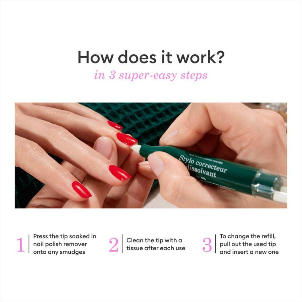 Manucurist use-action shot demonstrating quick smudge erasing during application.