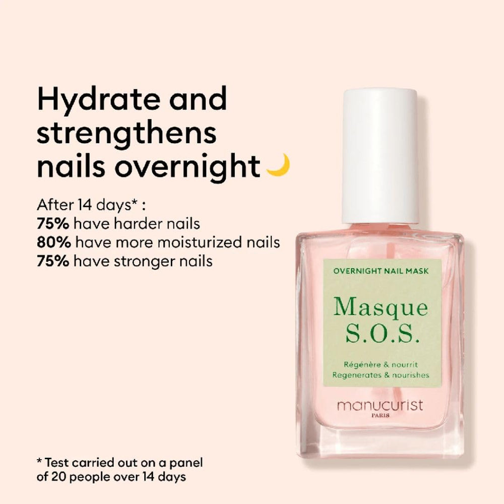 Manucurist SOS Nail Mask dries overnight for easy removal in morning