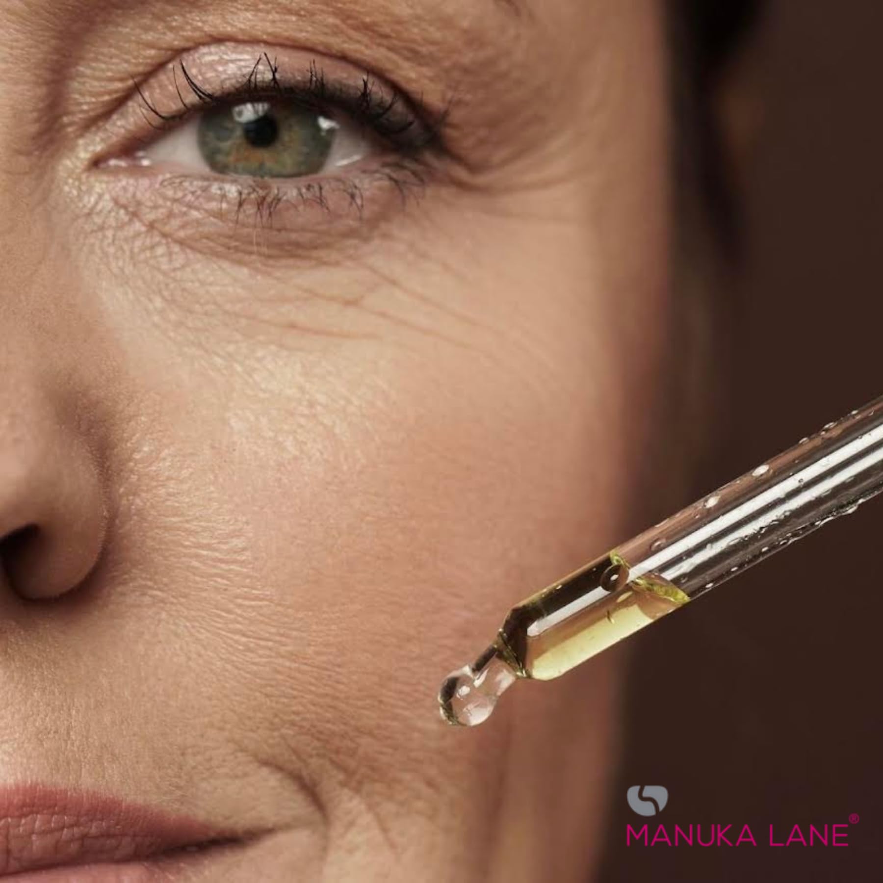 Manuka Lane face and neck usage scene suggests comprehensive care routine.