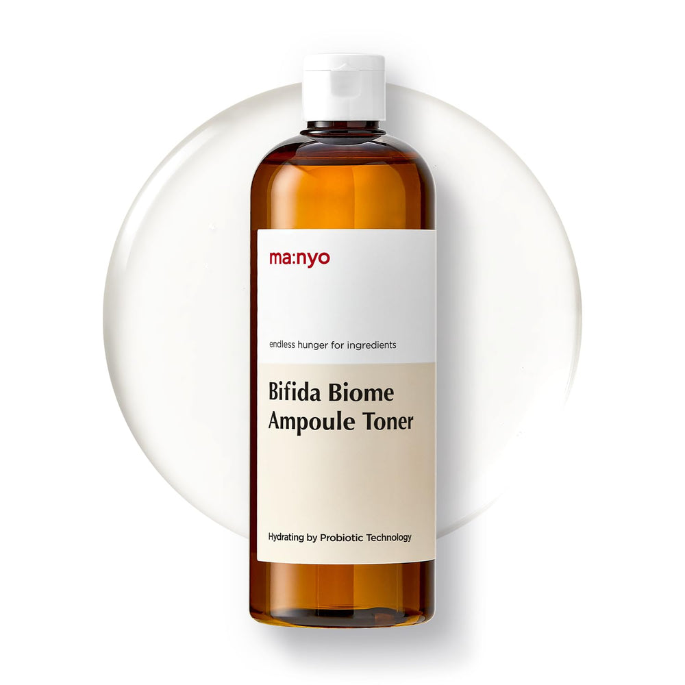 Manyo Bifida Biome Ampoule Toner packshot highlights premium hydration for daily care