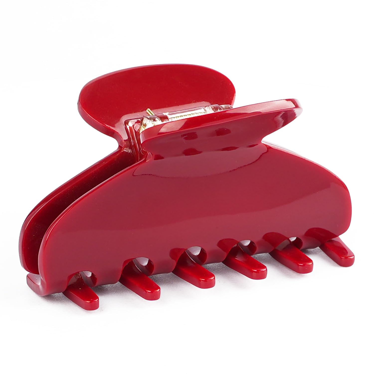 Maorulu 3inch cherry red acetate clip shown in action for everyday styling.