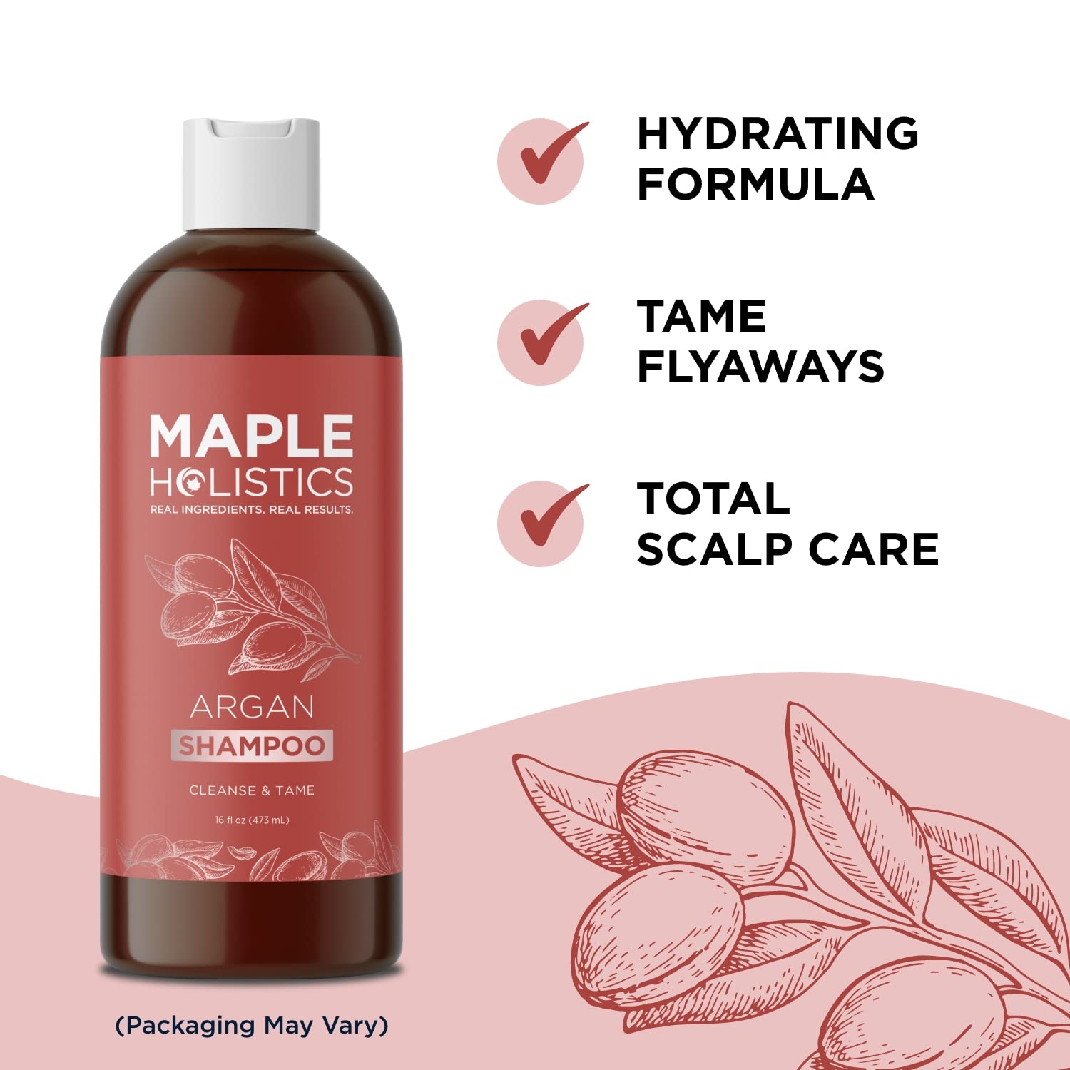 Maple Holistics Argan Oil Shampoo pump keeps daily use easy and mess-free
