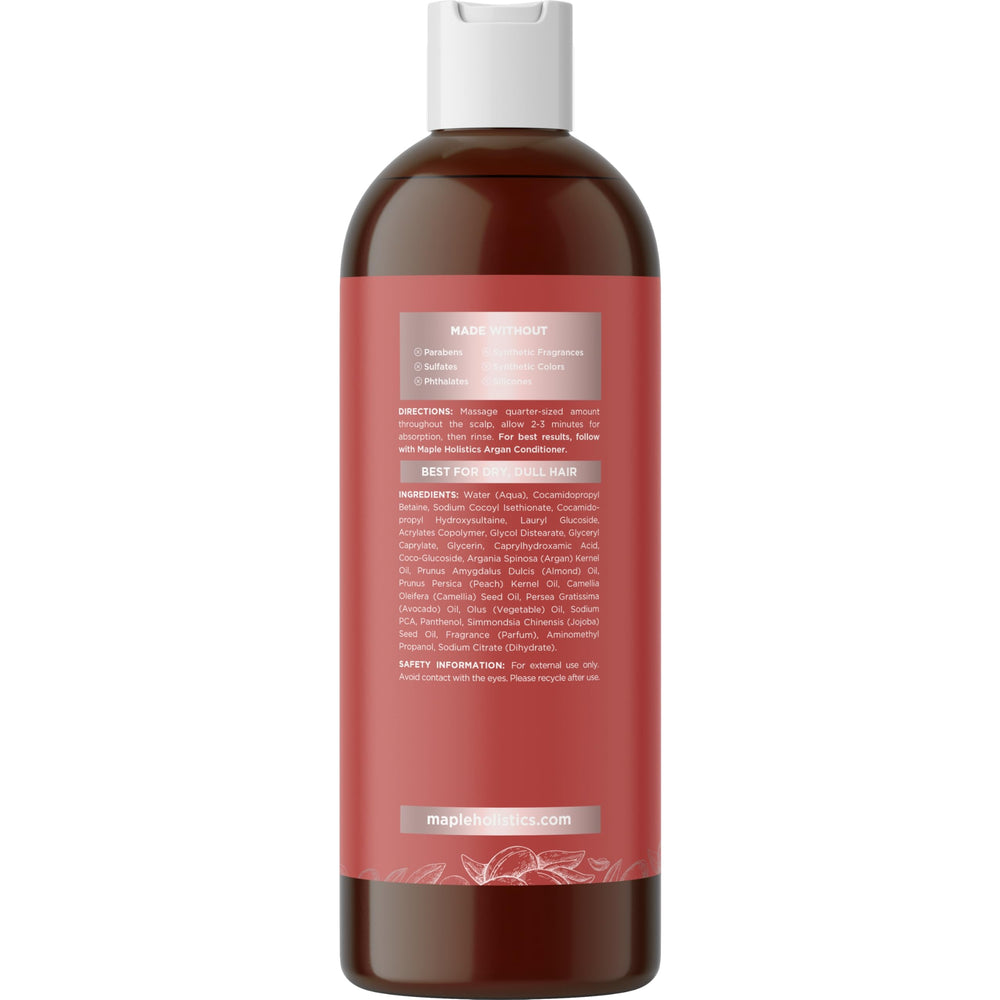 Maple Holistics Argan Oil Shampoo on shiny hair after washing.