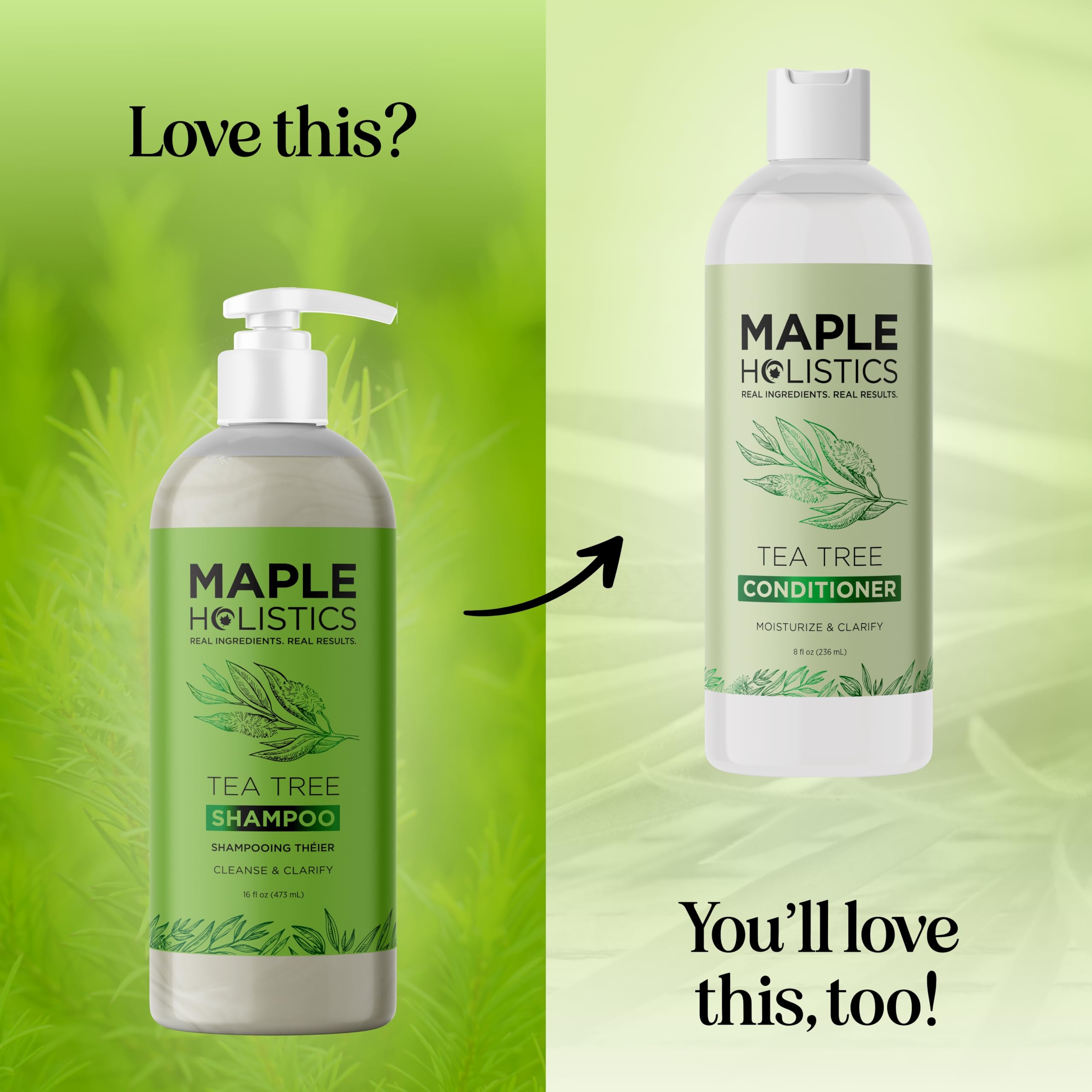 Maple Holistics before-after oily hair image hinting at buildup removal