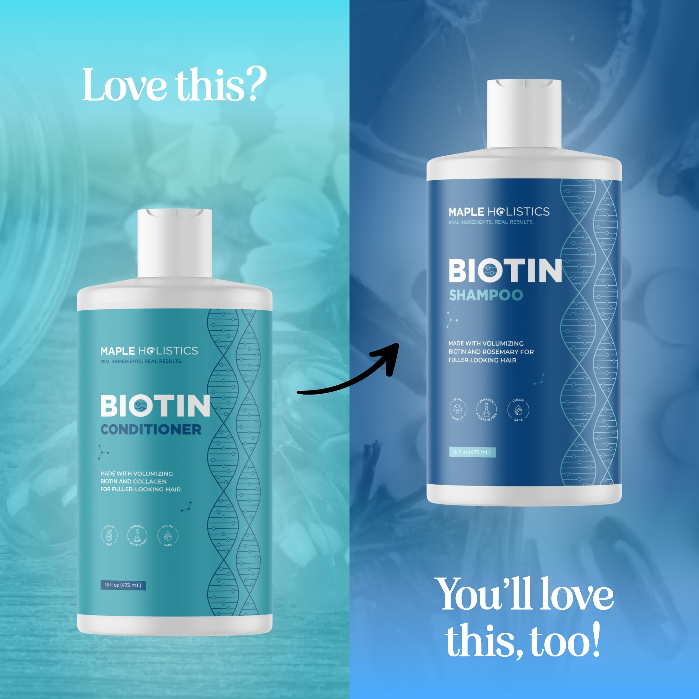 Maple Holistics biotin conditioner creamy texture shown for easy application