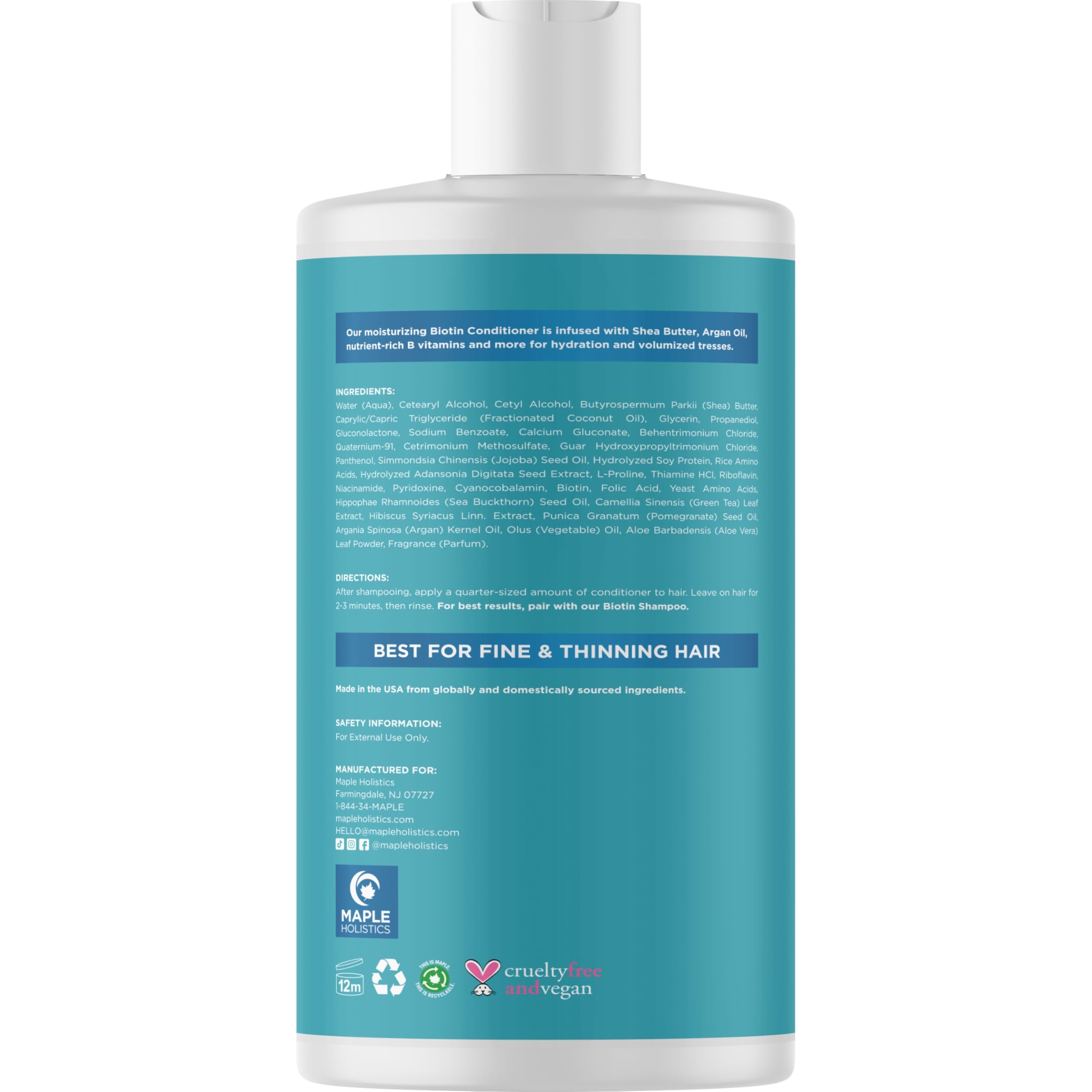 Maple Holistics biotin conditioner rinse scene demonstrates gentle cleansing